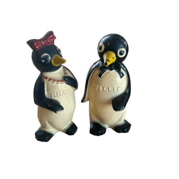 Vintage Millie & Willie Penguin MCM Kitschy Plastic Salt & Pepper Shakers - Picture 7 of 7